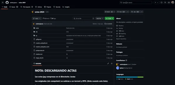 Repositorio GitHub de actas de elección venezolana